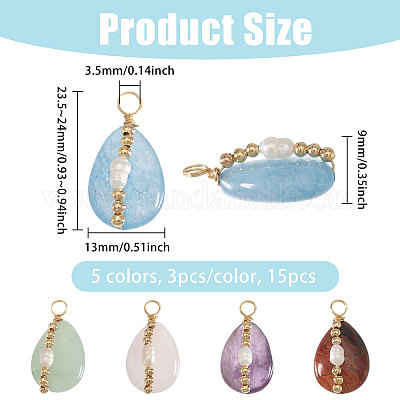 15 шт. подвески в форме слезы из натурального аметиста PALLOY-FH00152-1