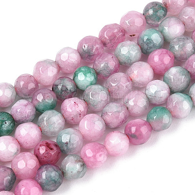 Окрашенные природные белый нефрит бисер пряди G-T139-4mm-60-03-1