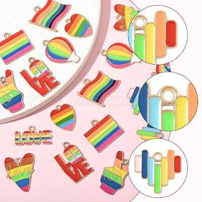 20 шт. 10 стиля радужных эмалевых подвесок из сплава гордости ENAM-FS0002-92-1