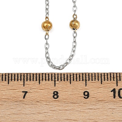 Женские ожерелья-цепочки с круглыми бусинами из нержавеющей стали 304 диаметром 3 мм NJEW-G177-03A-GP-1