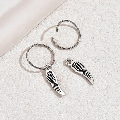 Винтажные латунные серьги-кольца с перьями KF3799-1