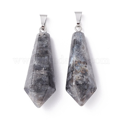 Заостренные подвески из натурального ларвикита G-I314-02P-10-1