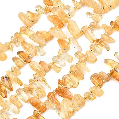 Нити из нагретых натуральных цитриновых бусин&nbsp;G-F821-C04-01-1