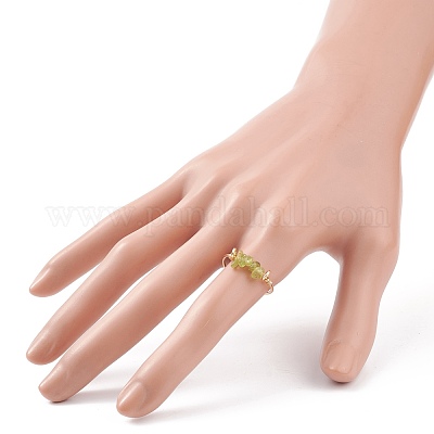 Кольца на пальцы из бисера с чипсами из натуральных драгоценных камней RJEW-JR00512-1