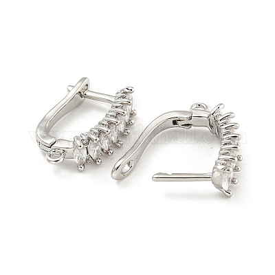 Покрытие стойки латунь микропаве фианит серьги обручи EJEW-C102-19P-1