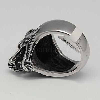 Уникальные ретро мужские кольца волк из нержавеющей стали 304 RJEW-F006-176-1