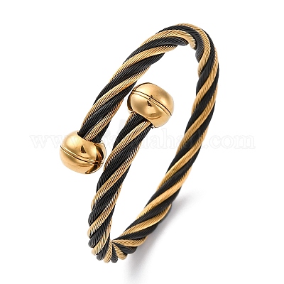 Браслеты-торсионы из нержавеющей стали 304 для женщин BJEW-P310-22G-1