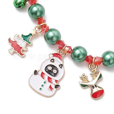 3шт 3 цвета рождественский сплав эмалированный браслет с подвесками BJEW-JB12075-1