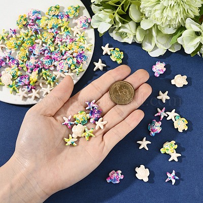 120 шт. 6 вида синтетических бирюзовых бусин G-YW0002-30-1