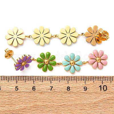 Серьги-гвоздики из нержавеющей стали 304 с эмалью EJEW-K315-05G-02-1