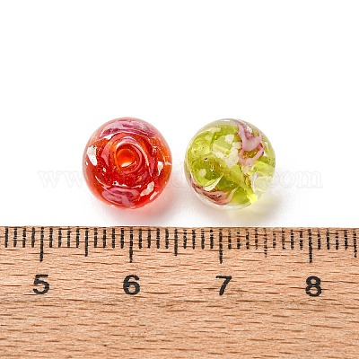 Светящиеся бусины ручной работы из искусственного песка в технике лэмпворк LAMP-B028-03R-10mm-1