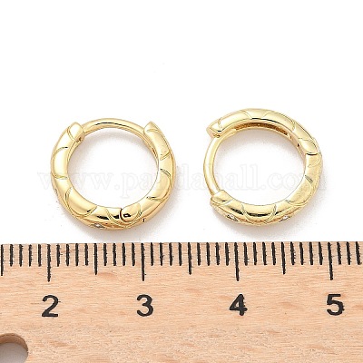 Квадратные серьги-кольца из латуни с микропаве из прозрачных кубических цирконий EJEW-Z102-38G-1