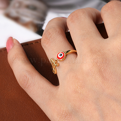 Золотые латунные кольца с открытой манжетой с буквой А NE2200-2-1