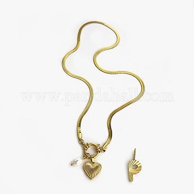 Ожерелья с подвесками в виде букв и сердец из нержавеющей стали 304 для женщин FS-WG694DF-16-1