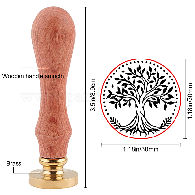 Латунная восковая печать штамп с ручкой AJEW-WH0184-0520-1