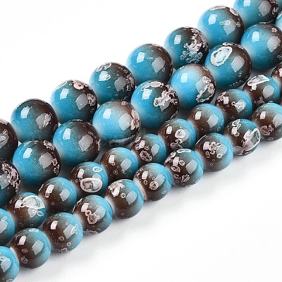 Выпечка окрашенные стеклянные бусины пряди DGLA-N008-8mm-07-1