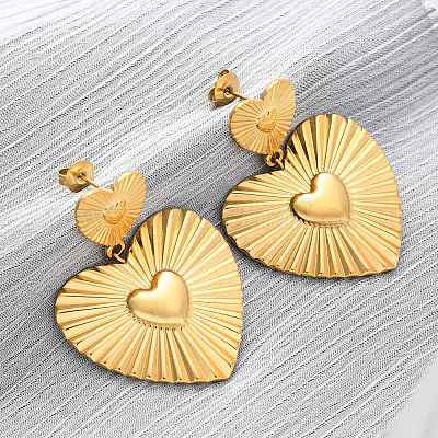 Серьги-гвоздики в форме сердца из нержавеющей стали 304 EJEW-Z109-03G-1