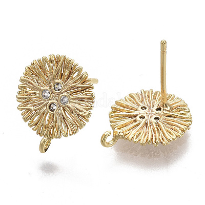 Латунные серьги-гвоздики из циркония X-KK-T056-05G-NF-1