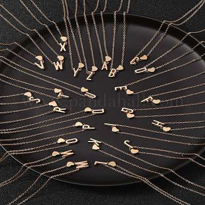 Ожерелья из сплава с подвеской в виде сердца и буквы для женщин NJEW-FS0001-09C-1