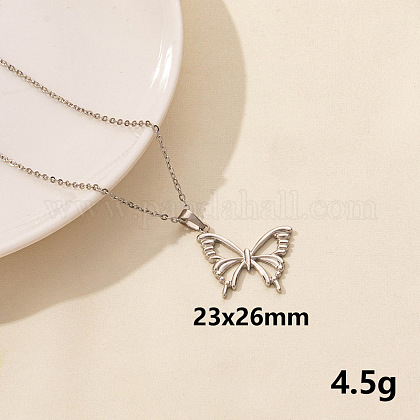 Collana Con Ciondolo Farfalla Colorata – Acciaio Inox – Lunghezza 24 Pollici – Nuova Con Etichette