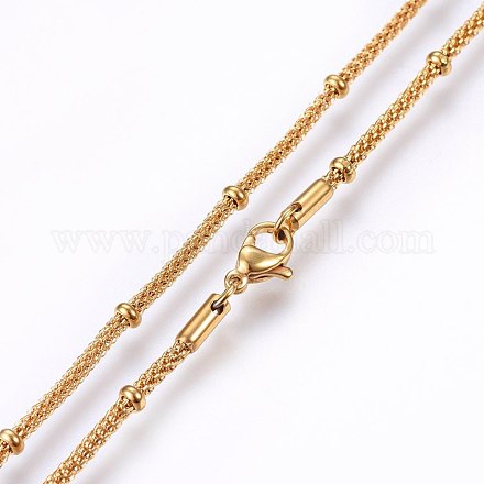 304 Stainless Steel Mesh chain Necklaces MAK-L015-39G-1
