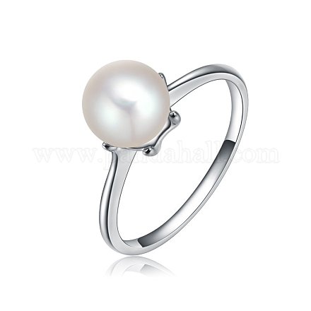Anelli per dito in vera lega ecologica con perle placcate in platino RJEW-AA00018-6#-P-1