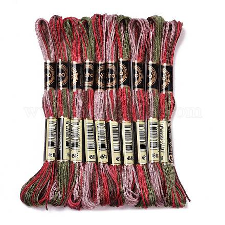 10かせ 6層ポリエステル刺繍フロス  クロスステッチの糸  セグメント染め  暗赤色  0.5mm  約8.75ヤード（8m）/かせ OCOR-K006-A17-1