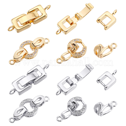 SUPERFINDINGS 8 Sets 2 Styles Brass Fold Over Clasps 2 Colors Fold Over Clasp Extender Bracelet Band Extender for Bracelet Necklace Jewelry Extender KK-FH0002-20-1