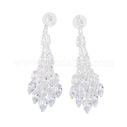 Латунные микро проложить серьги стержня кубического циркония EJEW-B046-21P-1