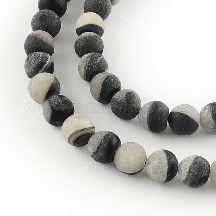 Round Dyed Frosted Crackle Agate Gemstone Bead Strands G-R297-05-1