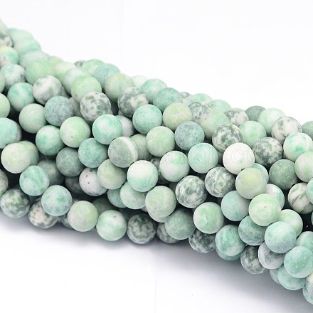 Qinghai naturel brins de jade de perles rondes G-L448-17-8mm-1