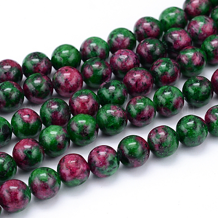 Rubí sintético en hilos de perlas de zoisita G-F216-6mm-26-1-1
