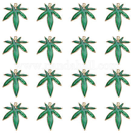 SUPERFINDINGS 16Pcs 2 Colors Maple Leaf Pendants Medical Pot Cannabis Tree Leaves Charms Pendants Alloy Enamel Pendants for Earring Necklace Jewelry Making ENAM-FH0001-22-1
