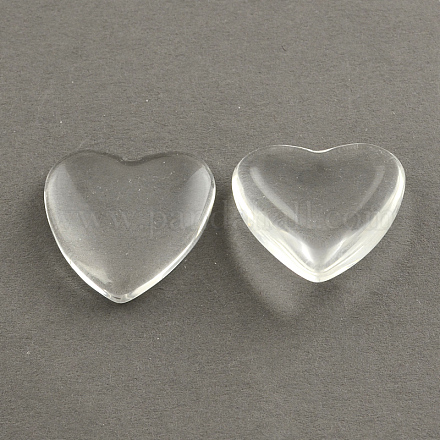 Transparent Glass Heart Cabochons GGLA-R021-10mm-1