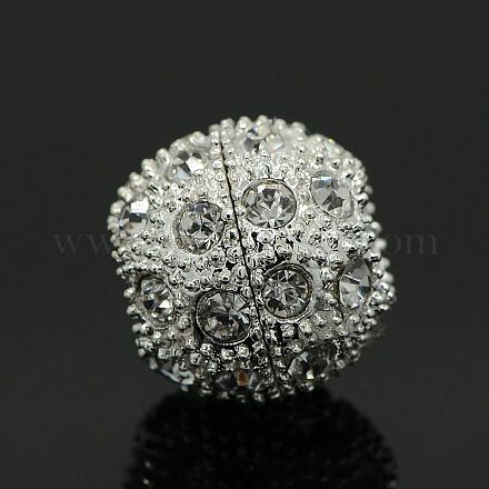 Round Alloy Rhinestone Magnetic Clasps PALLOY-D283-S-1