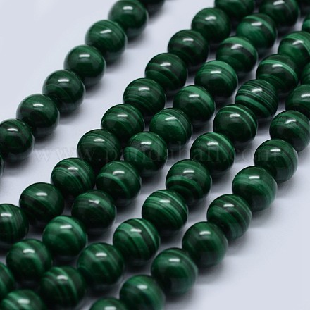Natural Malachite Beads Strands G-F571-27AA2-8mm-1