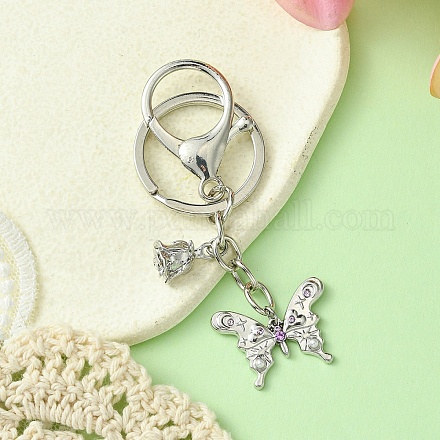 Брелок из сплава стразов и АБС-пластика с жемчугом KEYC-YW00028-02-1