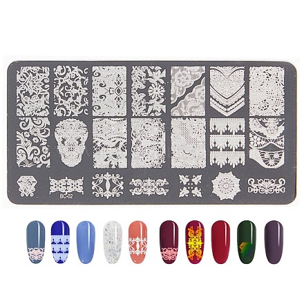 Lace Flower Stainless Steel Nail Art Stamping Plates MRMJ-L003-C02-1
