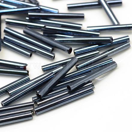 Plated Glass Bugle Beads SEED-R028-2x12-A01-1