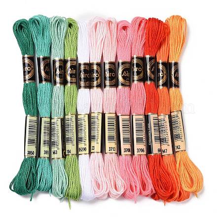 12 かせ 12 色 6 層ポリエステル刺繍糸  クロスステッチの糸  夏カラーシリーズ  ミックスカラー  0.5mm  約8.75ヤード（8m）/かせ  12 かせ/セット OCOR-M009-01B-12-1
