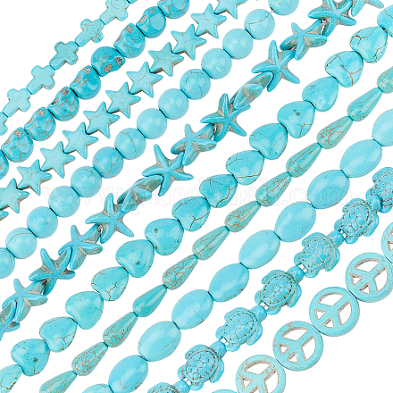 Olycraft 10 Strands 10 Style Synthetic Turquoise Beads Strands G-OC0002-14-1