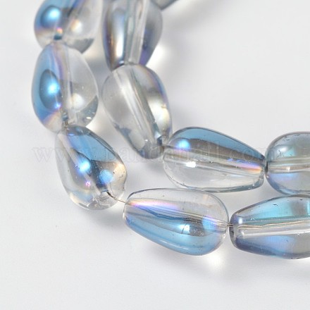 Fili di perline a goccia in vetro trasparente galvanizzato EGLA-Q047-8x13mm-05C-1
