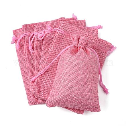 ポリエステル模造黄麻布包装袋巾着袋  フラミンゴ  13.5x9.5cm X-ABAG-R004-14x10cm-04-1