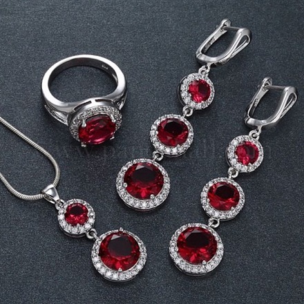 Плоские круглые ожерелья с подвесками из кубического циркония из сплава FS-WG75211-05-1