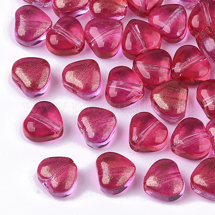 Transparent Spray Painted Glass Beads GLAA-N035-02-D02-1