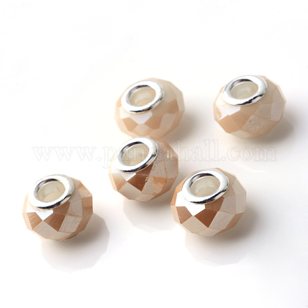 Verre electroplated perles européennes X-GPDL-Q020-04-1