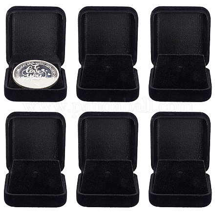 Fingerinspire 6 個ブラックベルベットチャレンジコインプレゼンテーションディスプレイボックス 40 ミリメートルシングルコインディスプレイホルダースクエアベルベットメダル収納ボックス記念コインカプセルコインコレクション用品 CON-WH0087-88-1