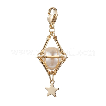 Decorazioni pendenti con perle di conchiglia in ottone HJEW-JM01816-01-1