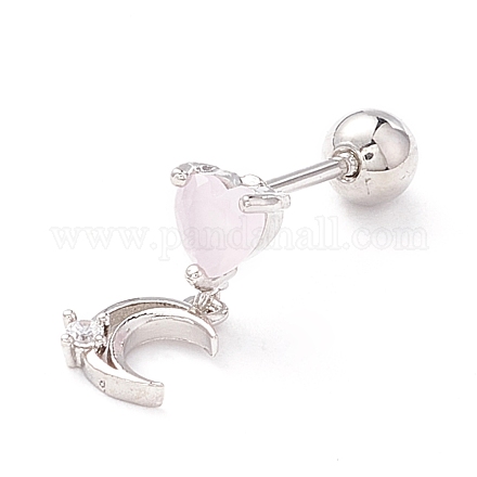 Heart & Moon Cubic Zirconia Dangle Stud Earrings EJEW-A065-15P-1
