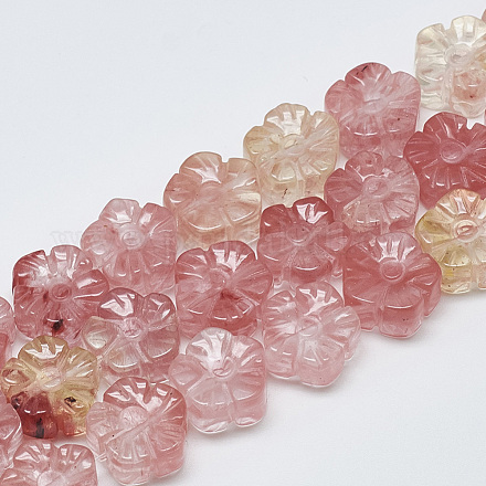 Carved Cherry Quartz Glass Beads Strands G-T122-08K-1